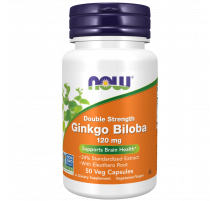 Гинкго билоба двойной силы 120 мг, Double Strength Ginkgo Biloba 120 mg, Now Foods, 50 вегетарианских капсул