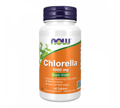 Хлорелла 1000 мг, Chlorella 1000 mg, Now Foods, 60 капсул