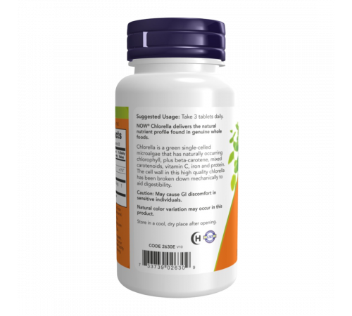 Хлорелла 1000 мг, Chlorella 1000 mg, Now Foods, 60 капсул