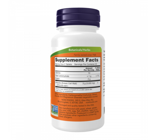Хлорелла 1000 мг, Chlorella 1000 mg, Now Foods, 60 капсул