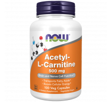 Ацетил-L-карнитин 500 мг, Acetyl-L-Carnitine 500 mg, Now Foods, 100 вегетарианских капсул