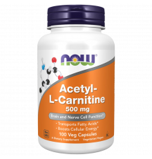 Ацетил-L-карнитин 500 мг, Acetyl-L-Carnitine 500 mg, Now Foods, 100 вегетарианских капсул
