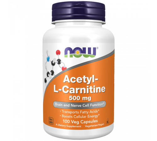 Ацетил-L-карнитин 500 мг, Acetyl-L-Carnitine 500 mg, Now Foods, 100 вегетарианских капсул Ацетил-L-карнитин 500 мг, Acetyl-L-Carnitine 500 mg, Now Foods, 100 вегетарианских капсул