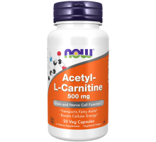Ацетил-L-карнитин 500 мг, Acetyl-L-Carnitine 500 mg, Now Foods, 50 вегетарианских капсул