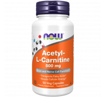 Ацетил-L-карнитин 500 мг, Acetyl-L-Carnitine 500 mg, Now Foods, 50 вегетарианских капсул
