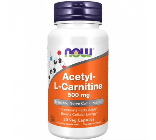 Ацетил-L-карнитин 500 мг, Acetyl-L-Carnitine 500 mg, Now Foods, 50 вегетарианских капсул Ацетил-L-карнитин 500 мг, Acetyl-L-Carnitine 500 mg, Now Foods, 50 вегетарианских капсул