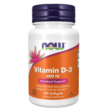 Витамин D-3 400 IU, Vitamin D-3 400 IU, Now Foods,180 гелевых капсул
