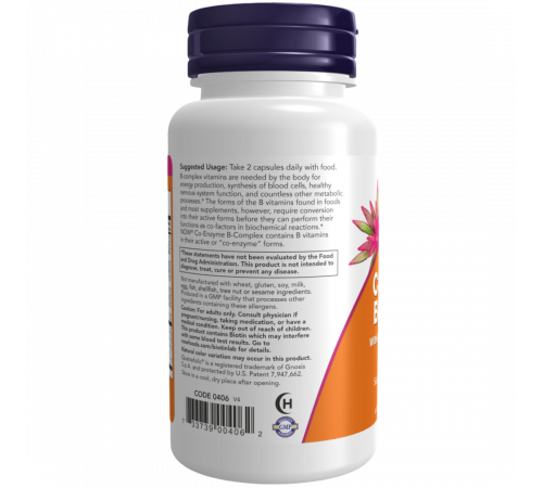 Комплекс витаминов группы Б, Co‑Enzyme B‑Complex, Now Foods, 60 вегетарианских капсул Комплекс витаминов группы Б, Co‑Enzyme B‑Complex, Now Foods, 60 вегетарианских капсул