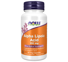 Альфа-липоевая кислота 100 мг, Alpha Lipoic Acid 100 mg, Now Foods, 60 вегетарианских капсул