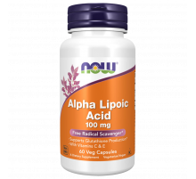 Альфа-липоевая кислота 100 мг, Alpha Lipoic Acid 100 mg, Now Foods, 60 вегетарианских капсул