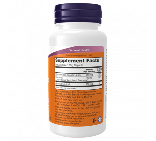 Альфа-липоевая кислота 100 мг, Alpha Lipoic Acid 100 mg, Now Foods, 60 вегетарианских капсул Альфа-липоевая кислота 100 мг, Alpha Lipoic Acid 100 mg, Now Foods, 60 вегетарианских капсул