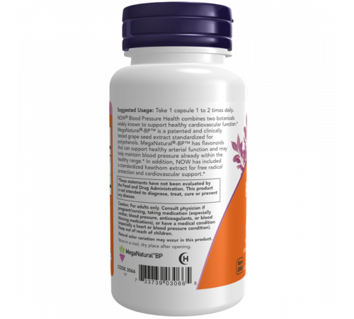 Комплекс для поддержки давления 90 капсул, Blood Pressure Health, Now Foods, 90 вегетарианских капсул