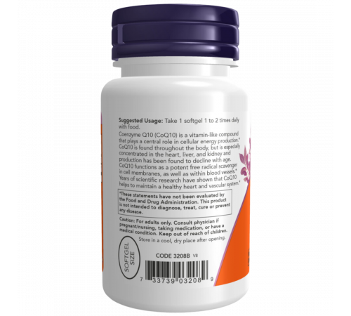 Коэнзим Q10 30 мг, CoQ10 30 mg, Now Foods, 120 вегетарианских капсул Коэнзим Q10 30 мг, CoQ10 30 mg, Now Foods, 120 вегетарианских капсул