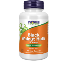 Кора грецкого ореха 500 мг, Black Walnut Hulls 500 mg, Now Foods, 100 капсул