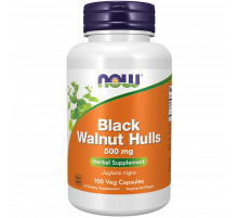 Кора грецкого ореха 500 мг, Black Walnut Hulls 500 mg, Now Foods, 100 капсул