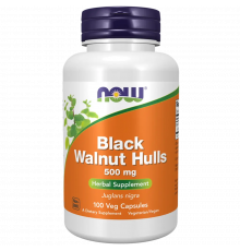 Кора грецкого ореха 500 мг, Black Walnut Hulls 500 mg, Now Foods, 100 капсул