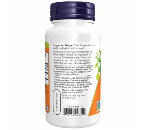 Донг Квай 520 мг, Dong Quai 520 mg, Now Foods, 100 вегетарианских капсул Донг Квай 520 мг, Dong Quai 520 mg, Now Foods, 100 вегетарианских капсул