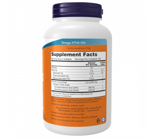 Омега‑3 1000 мг, Omega‑3 1000 mg, Now Foods, 200 гелевых капсул Омега‑3 1000 мг, Omega‑3 1000 mg, Now Foods, 200 гелевых капсул