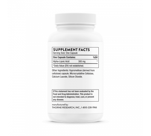 Альфа-липоевая кислота, Alpha-Lipoic Acid, Thorne Research, 60 капсул Альфа-липоевая кислота, Alpha-Lipoic Acid, Thorne Research, 60 капсул