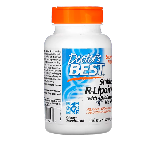 R‑липонова кислота 100 мг, R‑Lipoic Acid with Na‑RALA 100 mg, Doctor's Best, 60 капсул