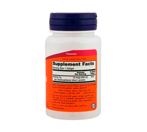 Витамин D-3 400 IU, Vitamin D-3 400 IU, Now Foods,180 гелевых капсул Витамин D-3 400 IU, Vitamin D-3 400 IU, Now Foods,180 гелевых капсул