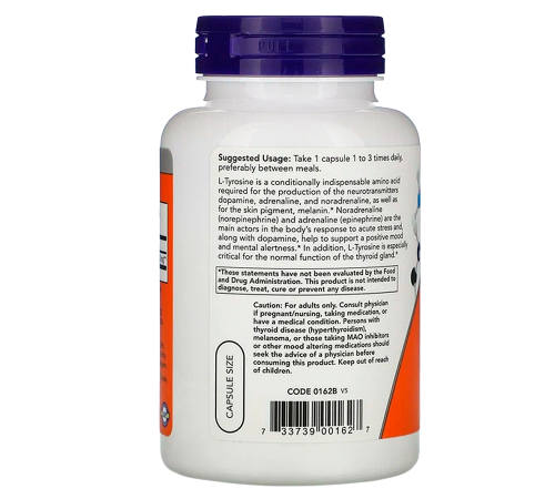 L-тирозин 500 мг, L-Tyrosine 500 mg, Now Foods, 120 капсул