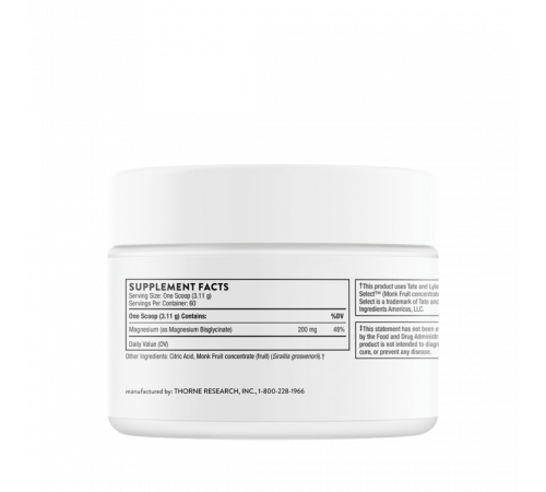 Бисглицинат магния, Magnesium Bisglycinate, Thorne Research, NSF Certified for Sport, 187 г.