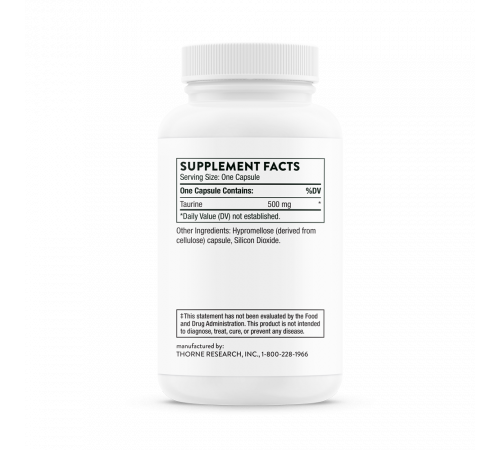 Таурин, Taurine 500 mg, Thorne Research, 90 капсул