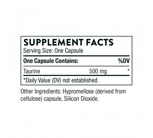 Таурин, Taurine 500 mg, Thorne Research, 90 капсул