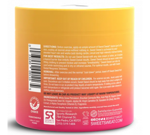 Спортивная мазь с тропическим ароматом, Jar XL Tropical, Sweet Sweat, 383 г.