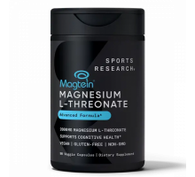 L-треонат магния, Magtein Magnesium L-Threonate, Sports Research, 90 вегетарианских капсул