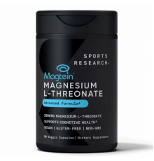 L-треонат магния, Magtein Magnesium L-Threonate, Sports Research, 90 вегетарианских капсул