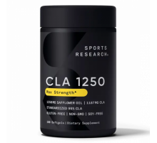 Конъюгированная линолевая кислота 95% 1250 мг, CLA 95% 1250 mg, Sports Research, 180 желатиновых капсул