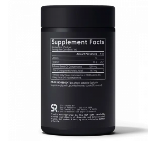 Конъюгированная линолевая кислота 95% 1250 мг, CLA 95% 1250 mg, Sports Research, 180 желатиновых капсул Конъюгированная линолевая кислота 95% 1250 мг, CLA 95% 1250 mg, Sports Research, 180 желатиновых капсул