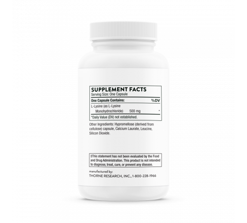 Аминокислота L-лизин, Lysine, Thorne Research, 60 капсул