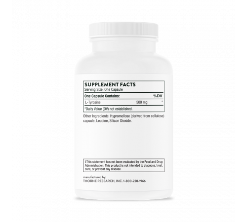 Аминокислота L-тирозин, L-Tyrosine, Thorne Research, 90 капсул Аминокислота L-тирозин, L-Tyrosine, Thorne Research, 90 капсул