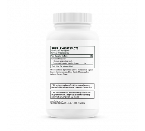 Комплекс с куркумином, Curcumin Phytosome (Meriva 500-SF), Thorne Research, 60 капсул