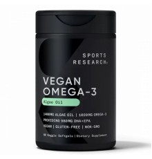 Веган Омега-3, Vegan Omega-3 from Algae Oil, Sports Research, 60 вегетарианских капсул