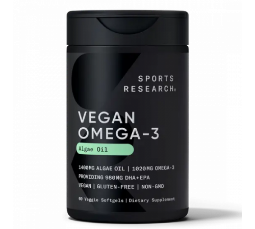 Веган Омега-3, Vegan Omega-3 from Algae Oil, Sports Research, 60 вегетарианских капсул Веган Омега-3, Vegan Omega-3 from Algae Oil, Sports Research, 60 вегетарианских капсул