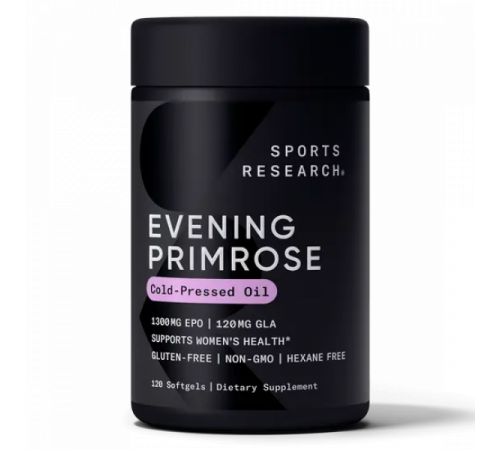 Масло примулы вечерней 1300 мг, Evening Primrose Oil 1300 mg, Sports Research, 120 гелевых капсул