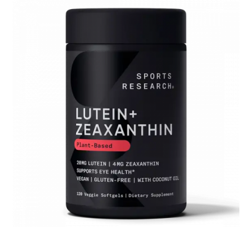 Лютеин с зеаксантином 20 мг, Lutein + Zeaxanthin 20 mg, Sports Research, 120 вегетарианских желатиновых капсул Лютеин с зеаксантином 20 мг, Lutein + Zeaxanthin 20 mg, Sports Research, 120 вегетарианских желатиновых капсул