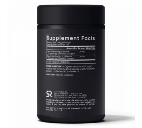 Лютеин с зеаксантином 20 мг, Lutein + Zeaxanthin 20 mg, Sports Research, 120 вегетарианских желатиновых капсул Лютеин с зеаксантином 20 мг, Lutein + Zeaxanthin 20 mg, Sports Research, 120 вегетарианских желатиновых капсул