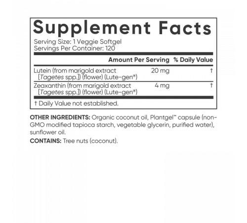 Лютеин с зеаксантином 20 мг, Lutein + Zeaxanthin 20 mg, Sports Research, 120 вегетарианских желатиновых капсул Лютеин с зеаксантином 20 мг, Lutein + Zeaxanthin 20 mg, Sports Research, 120 вегетарианских желатиновых капсул