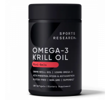 Масло Криля Омега-3 500 мг, Omega-3 Antarctic Krill Oil, Sports Research, 120 гелевых капсул