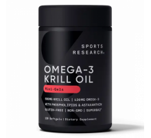 Масло Криля Омега-3 500 мг, Omega-3 Antarctic Krill Oil, Sports Research, 120 гелевых капсул