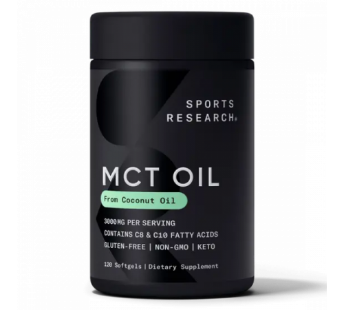 Масло с жирными кислотами МСТ 1000 мг, MCT Oil 1000 mg, Sports Research, 120 гелевых капсул Масло с жирными кислотами МСТ 1000 мг, MCT Oil 1000 mg, Sports Research, 120 гелевых капсул