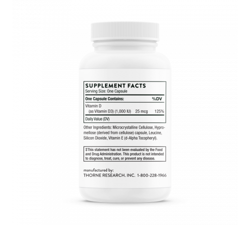 Витамин Д3, D-1000, Vitamin D, Thorne Research, 90 капсул