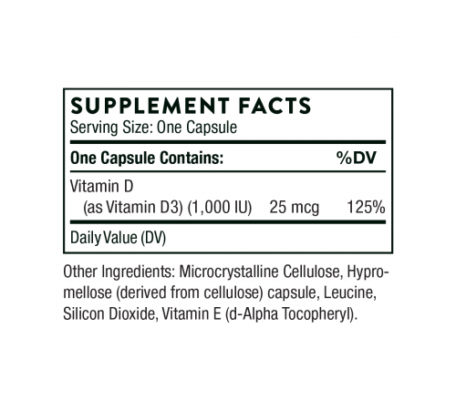 Витамин Д3, D-1000, Vitamin D, Thorne Research, 90 капсул
