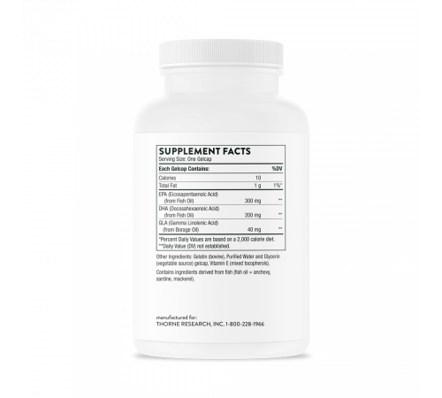 Омега плюс ЭПК и ДГК, Omega Plus (EPA & GLA), Thorne Research, 90 капсул Омега плюс ЭПК и ДГК, Omega Plus (EPA & GLA), Thorne Research, 90 капсул