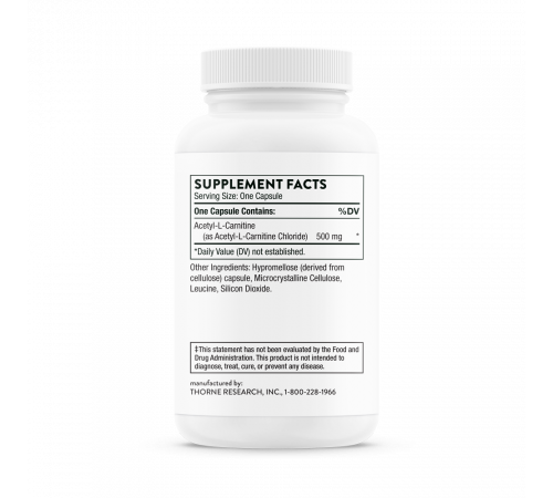 Аминокислота ацетил L-карнитин, Acetyl-L-Carnitine (Carnityl), Thorne Research, 60 капсул